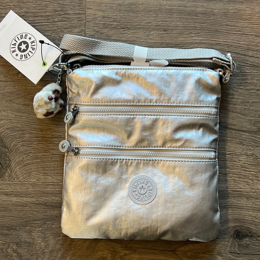Kipling silver cross body purse